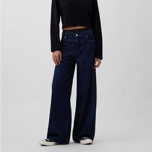 NWT GAP Petite Women’s Midrise UltraSoft Baggy Jeans in Rinsed Indigo Size 28P